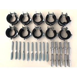 'Set – --- 10 Piece Screw Pipe Clamp 15-19 mm 3/8 Hanger Bolt 8X80 and with Plug 50x10