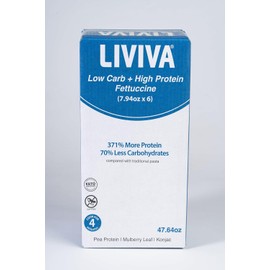 LIVIVA High Protein Low Carb KETO Pasta Value Pack - Fettuccine (Case of 6), 371% more Protein, 70% less Carbs - Made with Pea Protein, Mulberry Leaf and Konjac