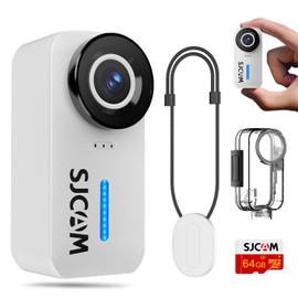 SJCAM C110+ Magnetic Mini Body Camera,4K 170° Fov|64GB Card Bodycam with Audio & Video Recording, 6-axis Stabilisation,8x Zoom,30M Waterproof Pocket Action Cam WIFI Vlogging Camera,f/2.0 POV Cam,White