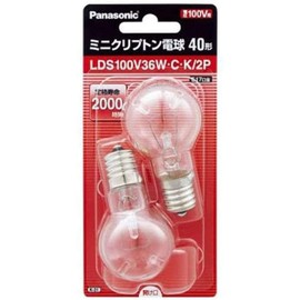 Panasonic LDS100V36WCK2P Mini Krypton Bulb, E17 Base, 1.4 inch (35 mm) Diameter, 40W Equivalent, Pack of 2