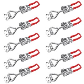 TIHOOK Pack of 10 Tension Clasps, Box Closure, Lever Closure, Holding Capacity Door Bolt Corner Attachment, Small Toggle Lever Tensioner Latch Button for Boxes, Cupboards, Doors, Suitcases