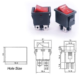 mxuteuk 8pcs Mini Rocker Switch 4Pin ON-OFF Red Light Illuminated Snap-in Car Rocker Toggle Switch DPST 2Position KCD1 Switch AC 250V 6A 125V 10A for Car Auto Boat Household Appliances MXU1-4-201NR