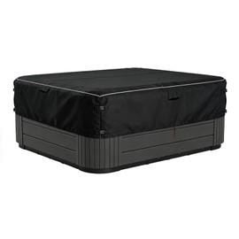 XCZ Heavy-Duty 600D Waterproof Square Hot Tub Cover - 96" x 96", Suitable for spa Pools ranging from 95" to 92" in Size, Featuring UV Protection and Wind Resistance. Black