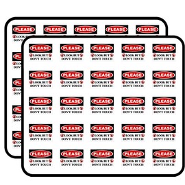 in Please Look But Don't Touch -Warning no Touching Sticker for Scrapbooking, Calendars, Arts, Kids DIY Crafts, Album, Bullet Journals 50 Pack