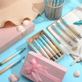 Motipuns 24 Pcs Glitter Ballpoint Pens Teachers Appreciation Pen Gift Set Cute Ballpoint Teacher Pens Best Teaching Gift for Teacher Office Supply Christmas Gifts (Beach)