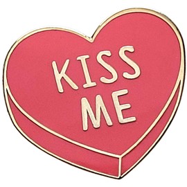 Pinsanity Cute 'Kiss Me' Pink Candy Heart Enamel Lapel Pin