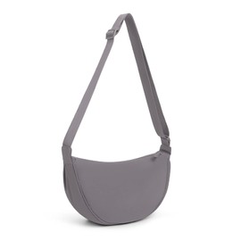 TIAASTAP Women's Half Moon Crossbody Shoulder Bag, Hobo Casual, Plain Portable Crescent Moon Bag with Adjustable Shoulder Strap, A-Grey
