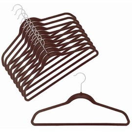 Ultra-Slim Velvet Shirt/Pant Hangers - Set of 100 - Brown