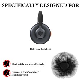Geekria Fur Microphone Windscreen for Creators Compatible with Hollyland Lark M2S Deadcat Microphone Windmuffs Microphone Windshield Windjammer Fur Microphone Cover Windshields (Grey / 2 Pack)