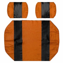 Seat Cover Replacement for EZGO Marathon Golf Cart - Front or Rear Bench Seat - Premium Marine Vinyl - 5 Panel Stitching - Staple On Installation - Two-Tone Golf Cart Seat Covers (Black & Orange)