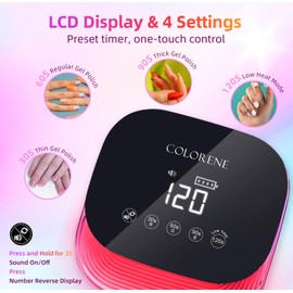 Cordless UV LED Nail Lamp,COLORENE 60W Rechargeable Nail Light Quick Curing Dryer,Portable Nail Dryer Gel Polish Light with 4 Timer Setting Auto Sensor for Salon Home Nail Art Rose Red