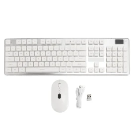 Wireless Gaming Keyboard and Mouse Set Type C Rechargeable Backlit Ultra Thin Gaming Keyboard with Battery Level Display for XP 10 8 7 White