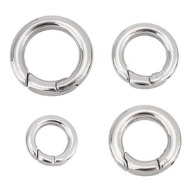 UNICRAFTALE 4pcs 4 Sizes Spring Gate Rings Stainless Steel Key Rings Carabiner Lock Clasps Connector Keychain Ring Round Snap Clasps Metal Spring Gate Rings for Jewelry Making Bag Purse Handbag Strap