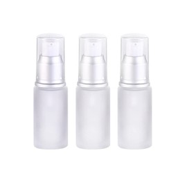 3PCS 15ml/0.5oz Empty Frosted Glass Lotion Pump Bottle Refillable Cosmetic Travel Toiletries Container Dispenser Vials Pot Jars for Cream Foundation Emulsion Essencial Oil