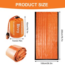 RHHGHY 2 Pcs Emergency Sleeping Bag with 2 pcs Reusable Survival Blanket, Lightweight Bivvy Bag with Survival Whistle, Shelter Blanket Bags, Thermal Bivy Sack for Camping, Hiking, Outdoor Use