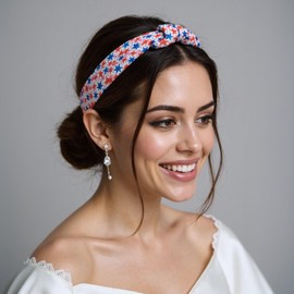 FOLONRAL 4th of July Headband for Women Red White Blue Star Hairband Independence Day Head Band Patriotic Hair Accessories Hair Hoops