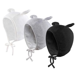 JANGANNSA Newborn Baby Hospital Hat Infant Set Head Cap Lovely Ears Belt Beanie 0-6Months