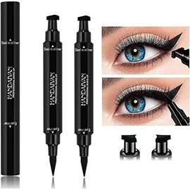 Delineadores de Ojos con Sellos Cat Eye Plumón Larga Duración y Lápiz Delineador de Ojos de Doble Cara Fácil de Quitar Lápiz Delineador de Ojos de Maquillaje con Alas Cat Eye Plumón (negro)