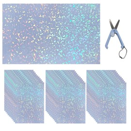 31 Hojas de Vinilo Holográfico Transparente con Purpurina, Laminado en Frío Holográfico Tamaño A4, Laminado en Frío de Casco de Vidrio Holográfico de Alta Calidad