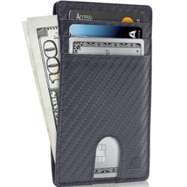 Slim Minimalist Wallets for Men & Women Leather Front Pocket Thin Mens Wallet RFID Credit Card Holder Gifts for Men