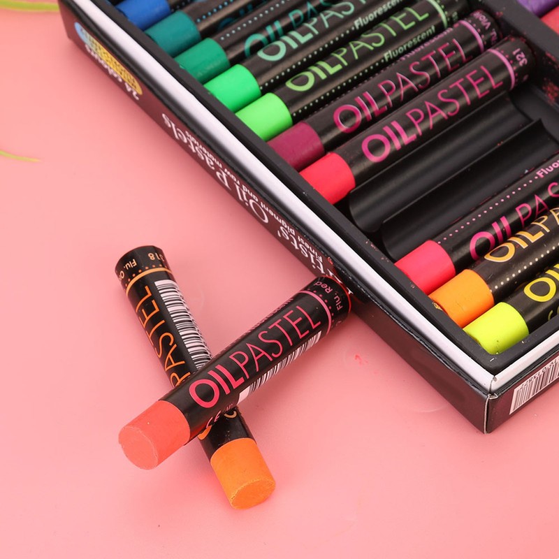 24 Pcs Oil Pastel Fluorescent Metallic Mixing Coloured Was Chalk