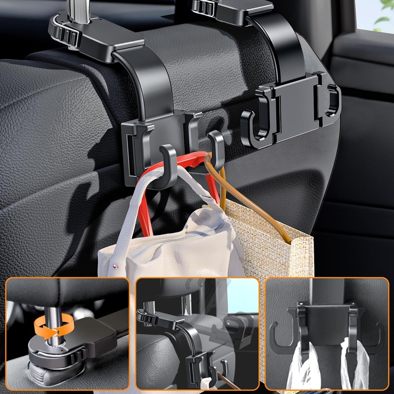 Xuenair Purse Hook for Car - Foldable Headrest Hooks, Soft