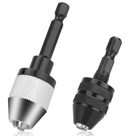 Fixinus 2 Pieces Keyless Drill Chuck - 1/4 Inch Hex Shank Drill Bit Adapter, Fast Change Converter Extension Screwdriver Drill Adapter for Impact Drill Tool (0.3-6.5mm, 0.3-3.6mm)