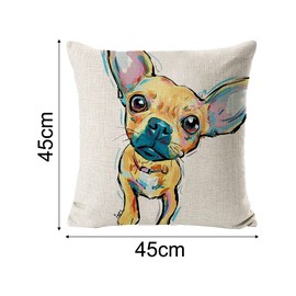 NA 2 Pcs Pet Chihuahua Dog Pattern Cushion Covers, Flax Watercolor Animal Throw Pillow Cases,Decoration Pillowcases for （18 * 18in） Pillow