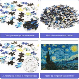 Hisemy Rompecabezas 1000 Piezas Noche Estrellada - Puzzle Adultos y Niños Estilo Van Gogh, Juego Educativo Anti-estrés y Decoración Hogar, Regalo