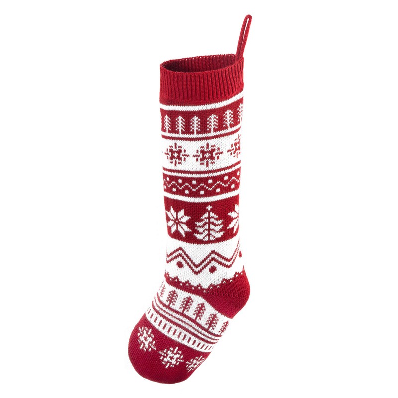 6 Pack 45cm Knit Christmas Stockings, Large Rustic Yarn Xmas
