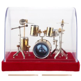 Miniature Musical Instrument, Kit Miniature Drum Set for Desk Drum Set Model Display Mini Ornaments Craft Home Decor (14cm)