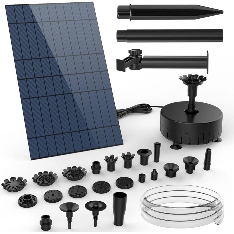 AISITIN Solar Water Pump - 10W Fountain Kit with Pipes