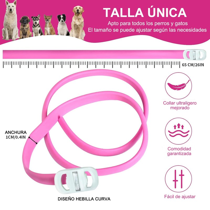 RYEWGRV 4 Pieza Collar con Hebilla, 65CM/26.6in (Rosa)