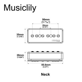 Wilkinson M Series Stacked P90 Soapbar Ceramic Single Coil Sized Humbucker Neck Pickup for SG/LP Electric Guitar, Black
