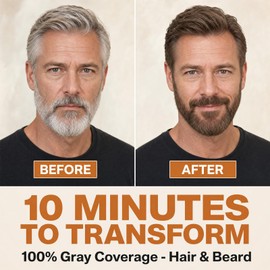 Men's Mustache & Beard Dye Shampoo Dark Brown, 3 in 1 Instant Gray Coverage