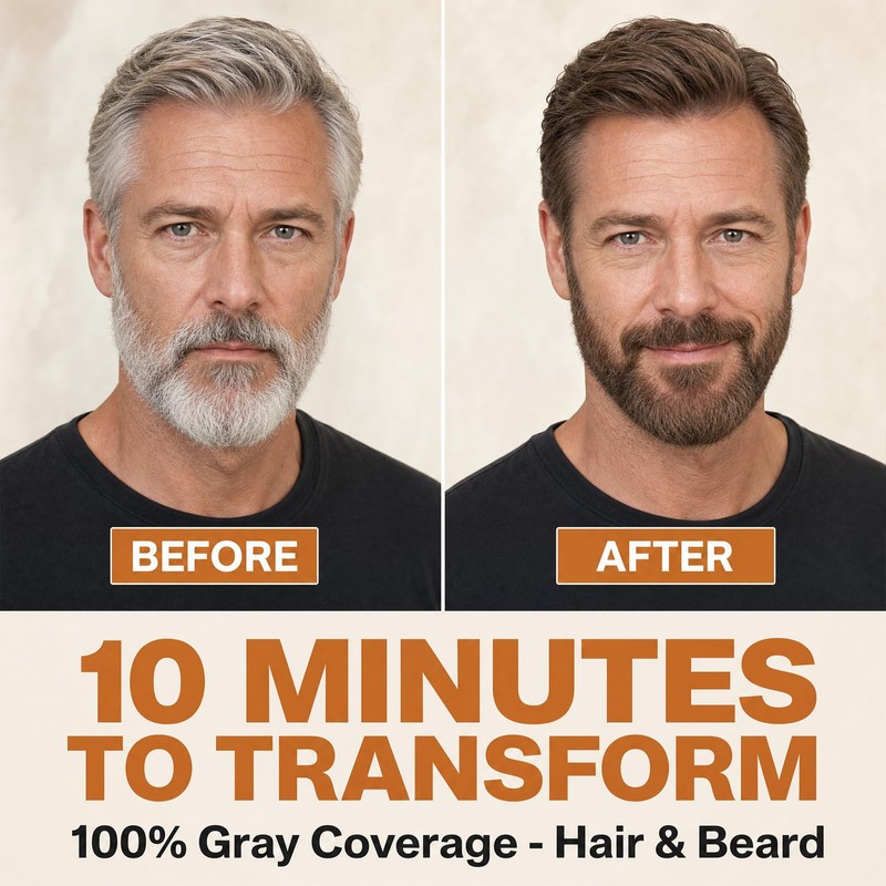 Men's Mustache & Beard Dye Shampoo Dark Brown, 3 in