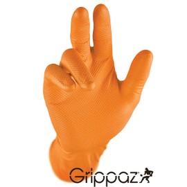 Grippaz Nitrile Gloves (Pack of 50) Latex-free Work Gloves, Extremely Robust and Tear-resistant, orange