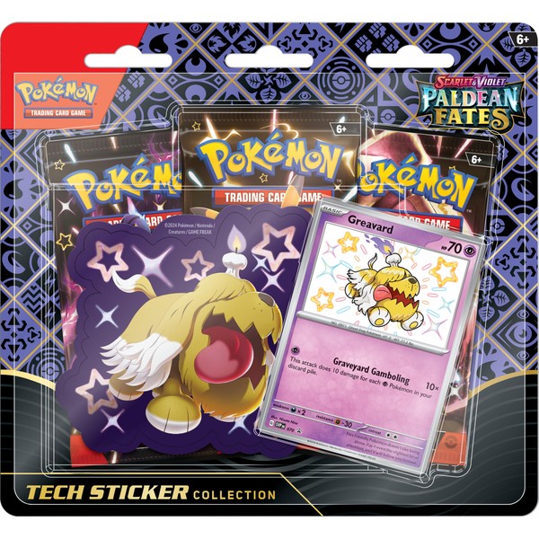 Pokémon TCG: Scarlet & Violet—Paldean Fates Tech Sticker Collection – Greavard (1 Foil Promo Card & 3 Booster Packs)
