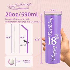 18th Birthday Tumbler, 18th Birthday Gifts for Girl, 18 Birthday Gifts, Gifts for 18th Birthday Girl, 18th Birthday Decorations, Happy 18th Birthday Gift, 18th Birthday Party Supplies