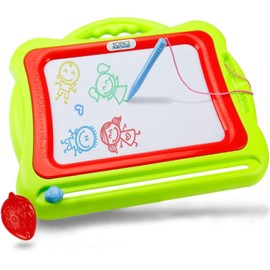 SciencePurchase Green Magnetic Drawing Doodle Board, Tethered Pen Writes in Color, Quick Erase