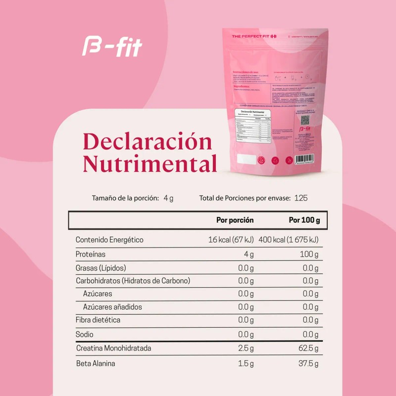 Creatina monohidratada en Polvo Force Creabet B-fit Pouch 500g Sin