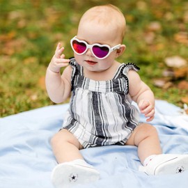 Braylenz Flexible Heart Shaped Baby Sunglasses with Strap for Ages 0-24 Months, 2 Pack Infant & Toddler Polarized Sun Glasses(Black/Blue +Purple/Grey)