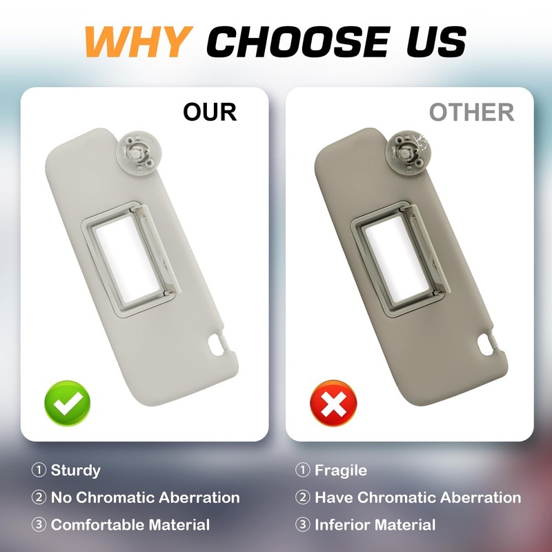 Left Driver Right Passenger Side Gray Sun Visor fit for