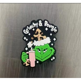 Crafty Mama Wholesale 1 pc. Silicone Focal Bead, Beadable accessories leopard Green Santa Christmas