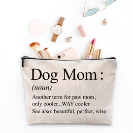 Sufamb Dog Mom Gifts Makeup Bag, Dog Mom Gift for Mother's Day Cosmetic Bags, Best Pet Lovers Owners Gifts for Women Portable Small Toiletry Bag Zipper Makeup Pouch