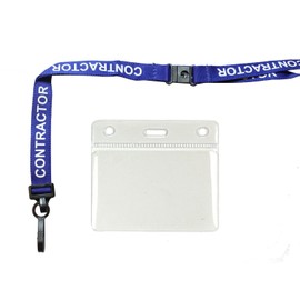Customcard ltd Contractor Lanyard Neck Strap Blue & ID Pocket Wallet x 10