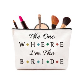 Makeup Bag, Bride to Be, Cosmetic Bags with Simple Carefully Designed Words and Lively Lovely Colour Blocks, Travel Toiletry Skinbag Bag for Women Ladies Wedding