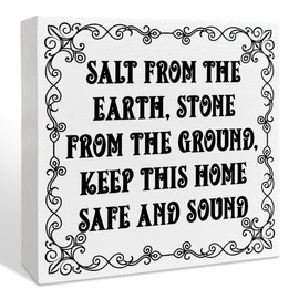 Witch Desk Wooden Box Sign Decor, Witchy Witchcraft Decorations for Home Kitchen Bedroom Bathroom, Magic Pagan Table Decor, Witch Gifts for Women Witches Wiccan, Keep This Home Safe And Sound