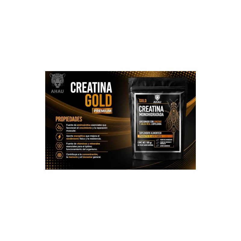 Creatina Gold Ahau 500g- Adicionada con Ginsen y Jalea Real