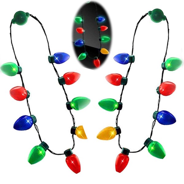 Anzmtosn Light Up Flashing Glow In the Dark Necklace LED Light Bulbs for Kids Adults, Christmas Xmas Birthday Wedding Halloween Rave Cranival Party Supplies Favors Accessories Best Gift Decoration